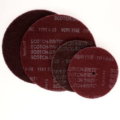 6" X 1/2" A VFN SCOTCH-BRITE BUFF AND BLEND HP DISC, SA 850708, RED, 10/PK, 10PK/CA